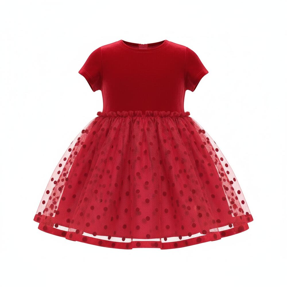 Pastourelle by Pippa & Jane Valentine's Day Velvety Lacy Dress‎ size 18M Red
